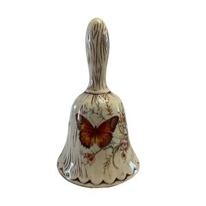 VTG  1970s Porcelain Bell CALIFORNIA Butterfly & Flowers TIC USA DISNEY Souvenir